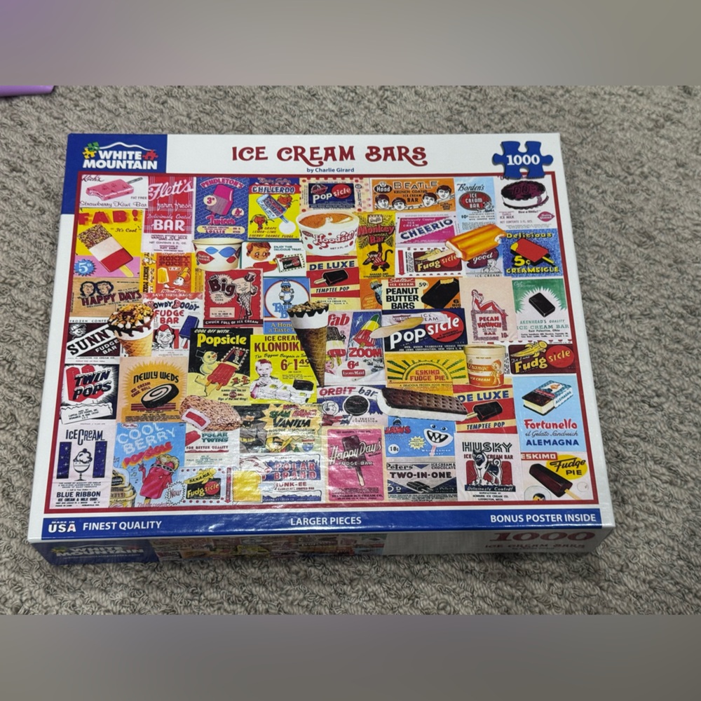 Vintage Ice Cream Bars Puzzle Box - Colorful Snack Collage